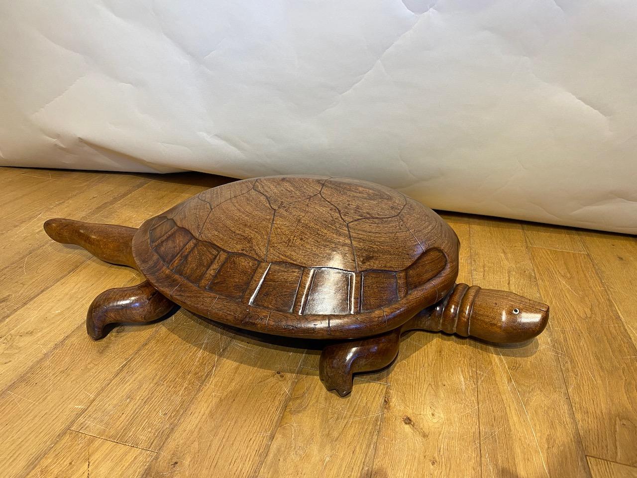 Carved Wood Articulated Model of a Turtle