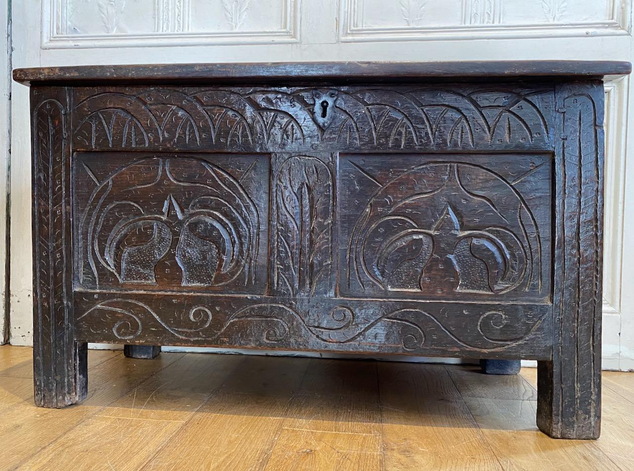 Charles II Panelled Oak Coffer