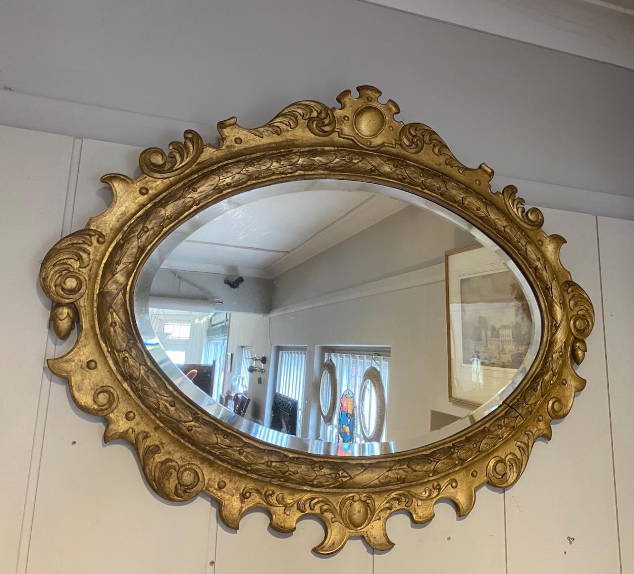 George II Style Gilded Oval Mirror