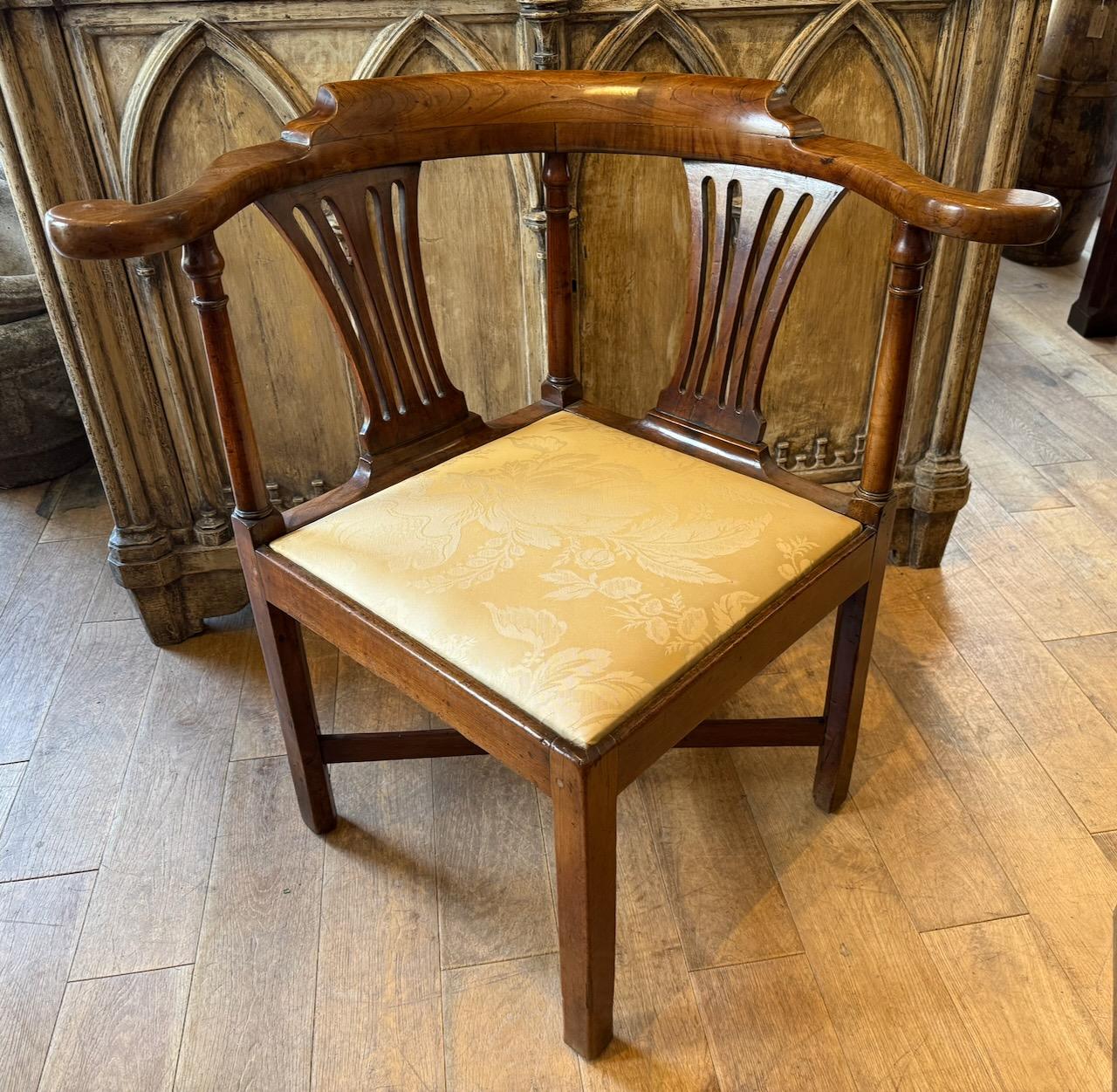 Antique George III Fruit Wood Corner Chair
