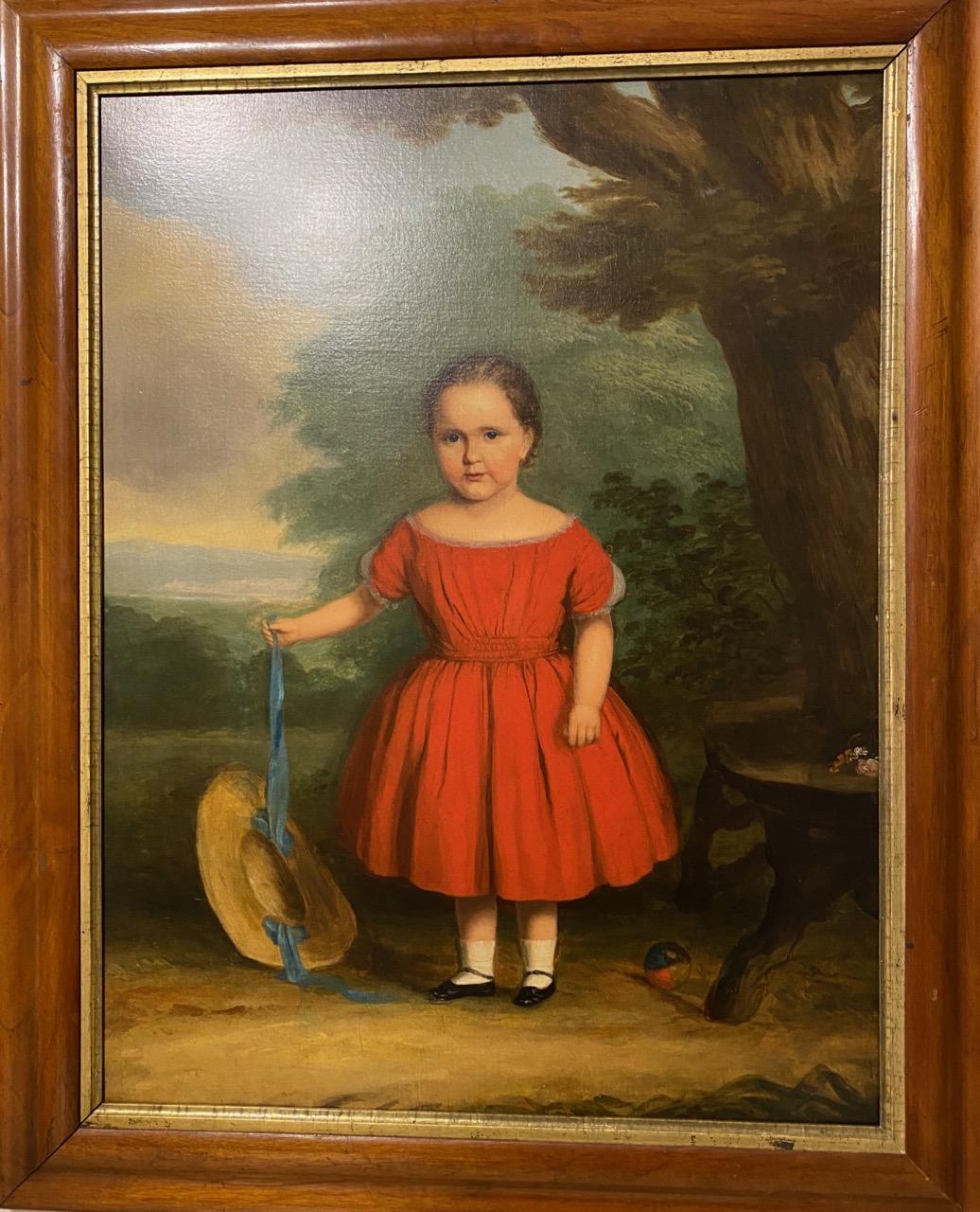 Oil on Canvas Naive Portrait of Eliza Fortescue