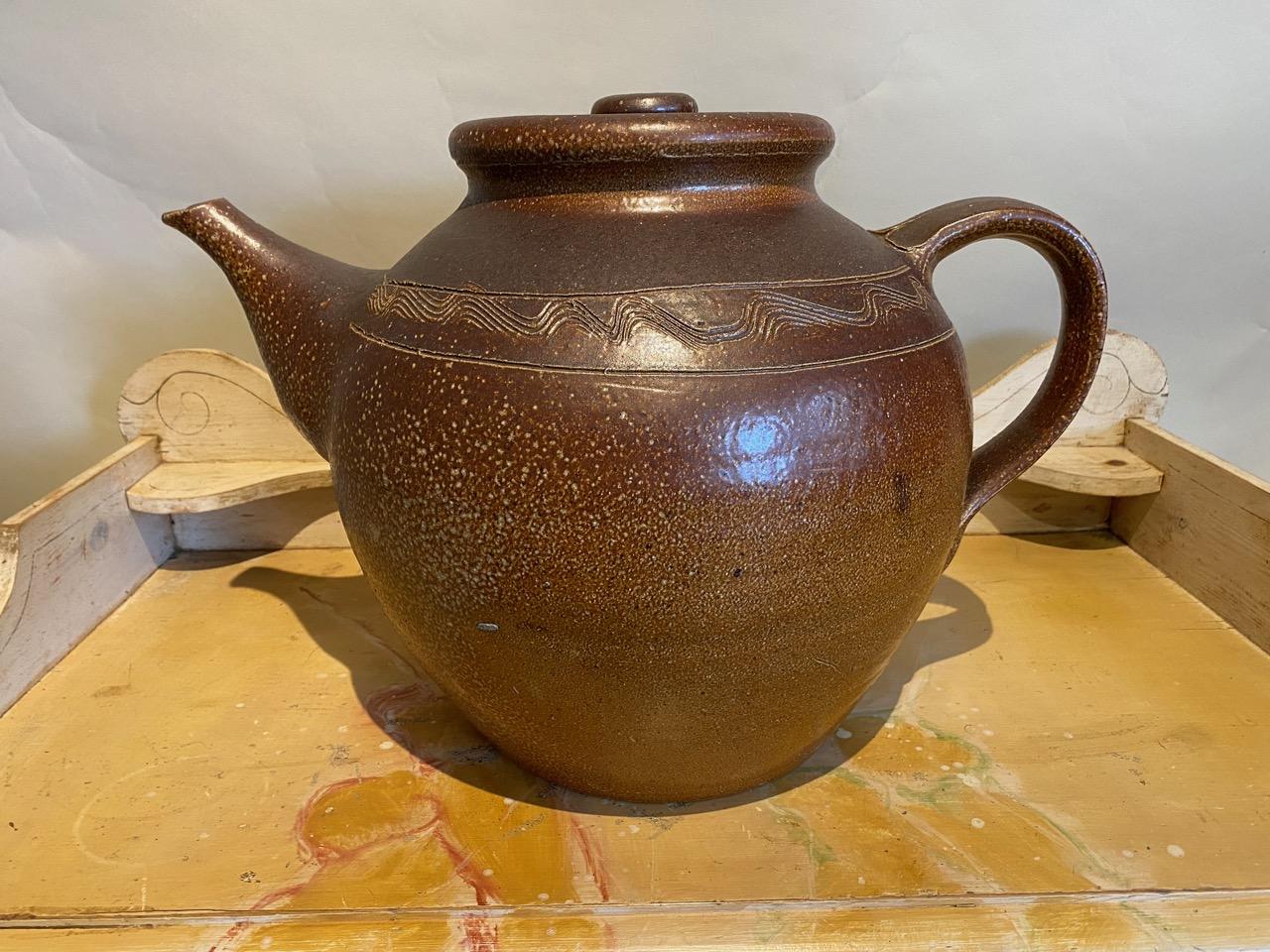Oversized Salt Glazed Pottery Teapot