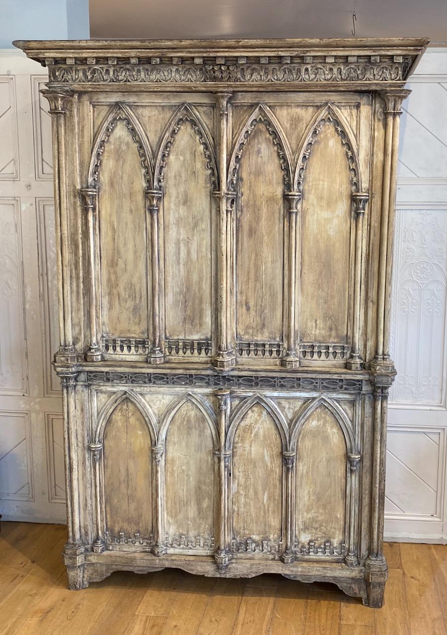 Painted Gothic Cupboard 