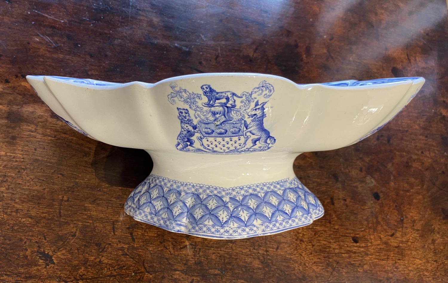 Pair Of Blue and White Armorial Serving Dishes