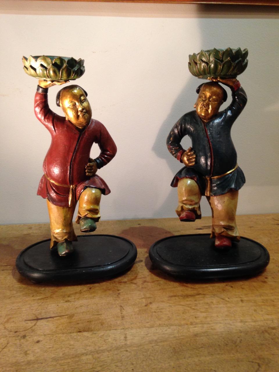 Pair of Chinoiserie Candle Holders