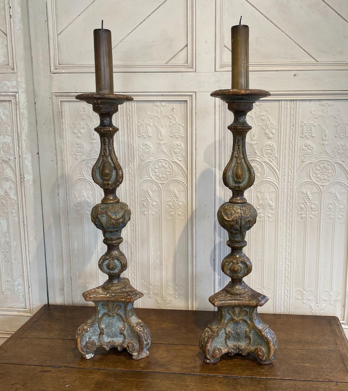 Pair of Italian Baroque Candlesticks