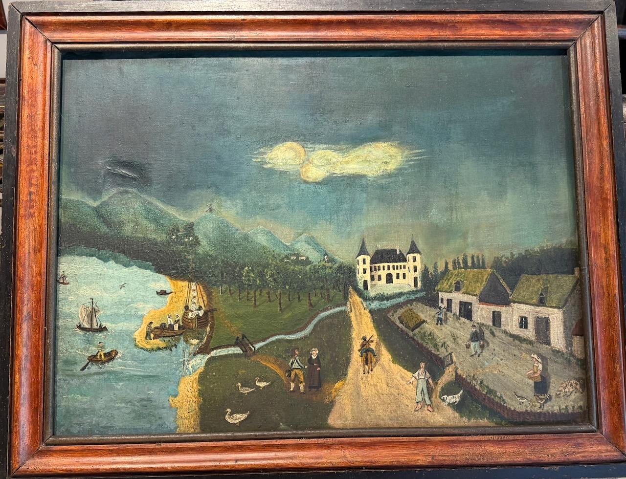 Primitive Painting of a Rural Estate