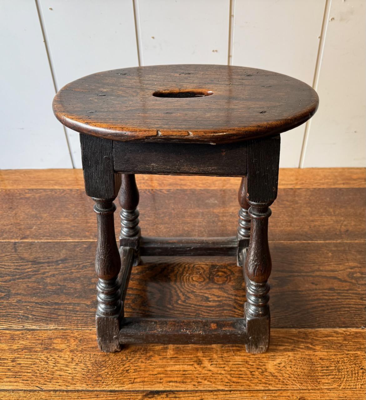 Queen Anne Oak Joint Stool