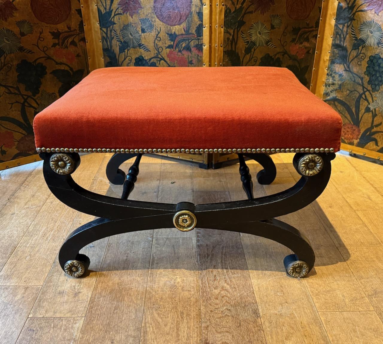 Regency X Framed  Upholstered Stool