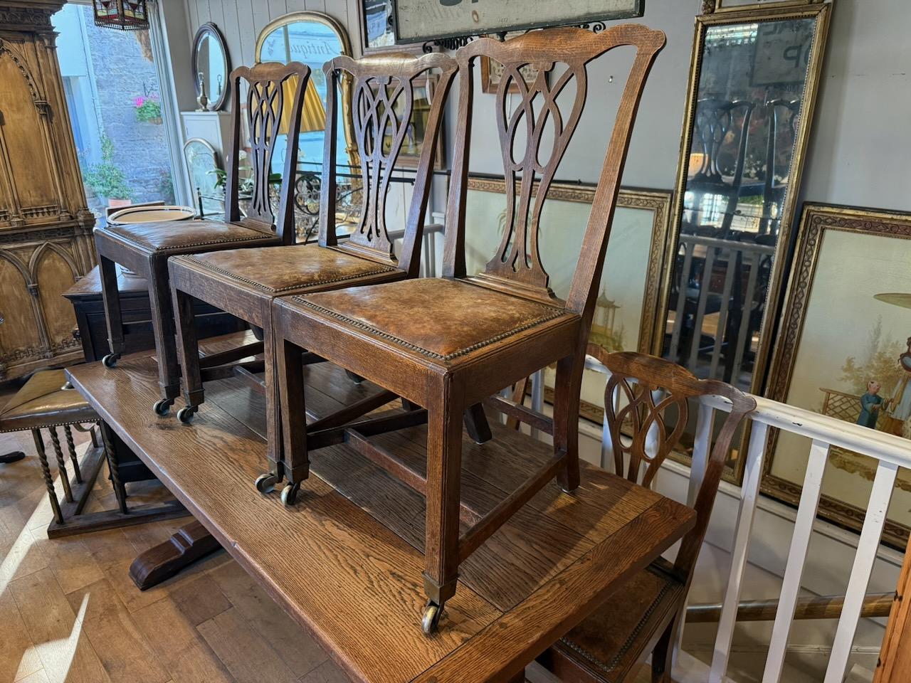 Antique Set of Six George III Country Chippendale Chairs