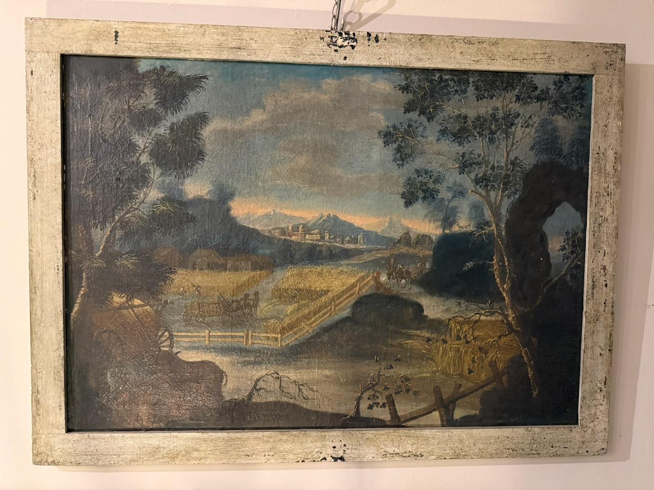 Antique Set of Three Oils on Board after Claude Lorraine